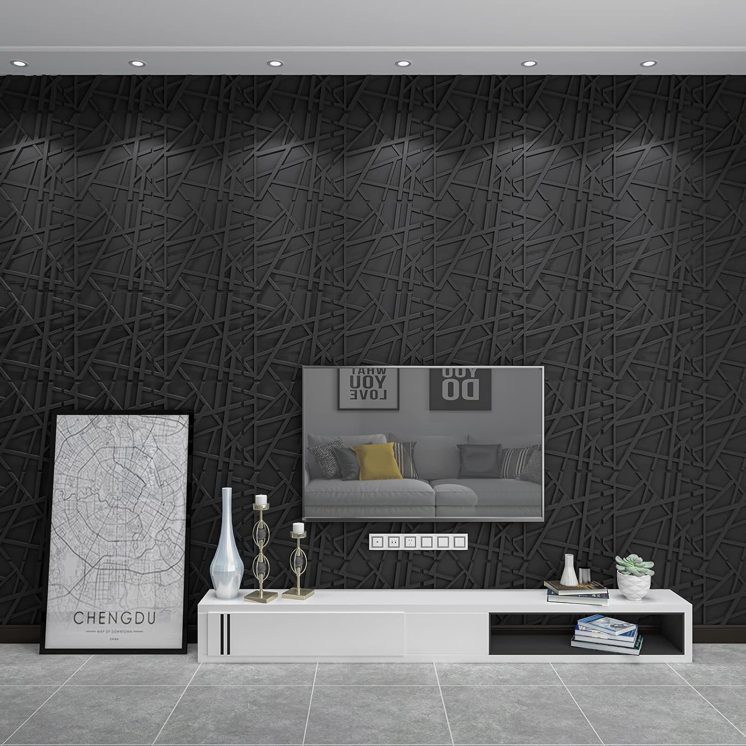 19.7x19.7in PVC Wall Panel Str - Pvc Panel Background ulasan dan harga