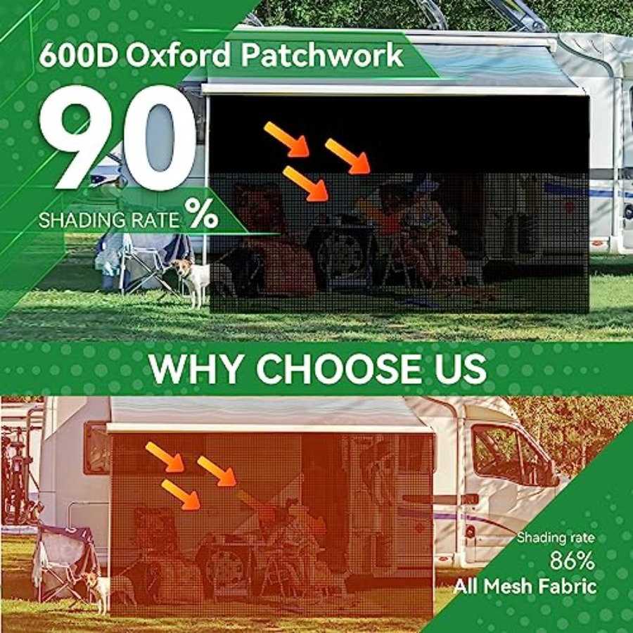 RV Awning Shade Screen 9' x 15 - Screen Top Mesh ulasan dan harga